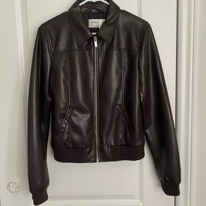 Babaton Arc leather bomber jacket in mocha size M